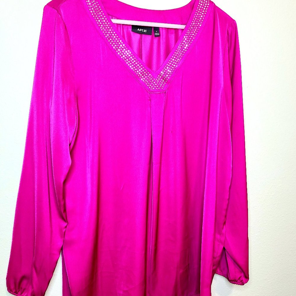 Apt.9  long sleeved pink blouse, size large